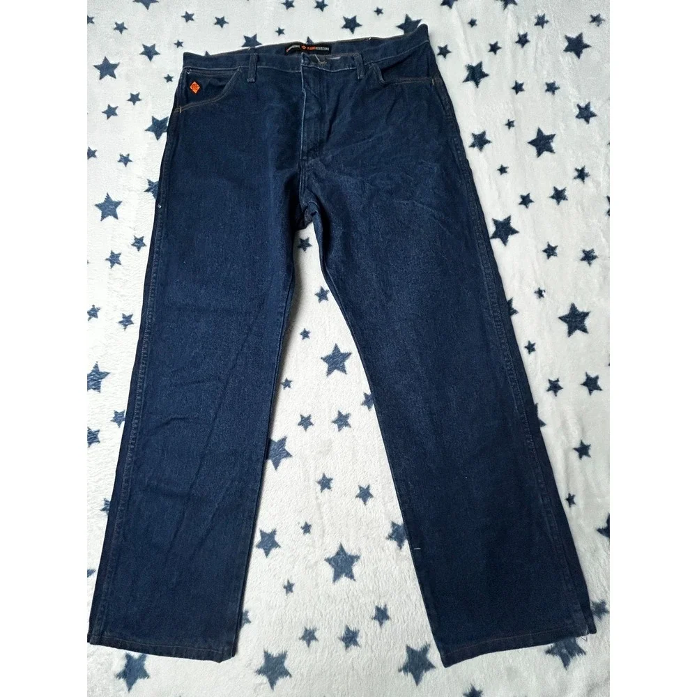 Wrangler FR 13MWZ Jeans Mens 38x30 Flame Resistant Dark Wash Work Denim Pants